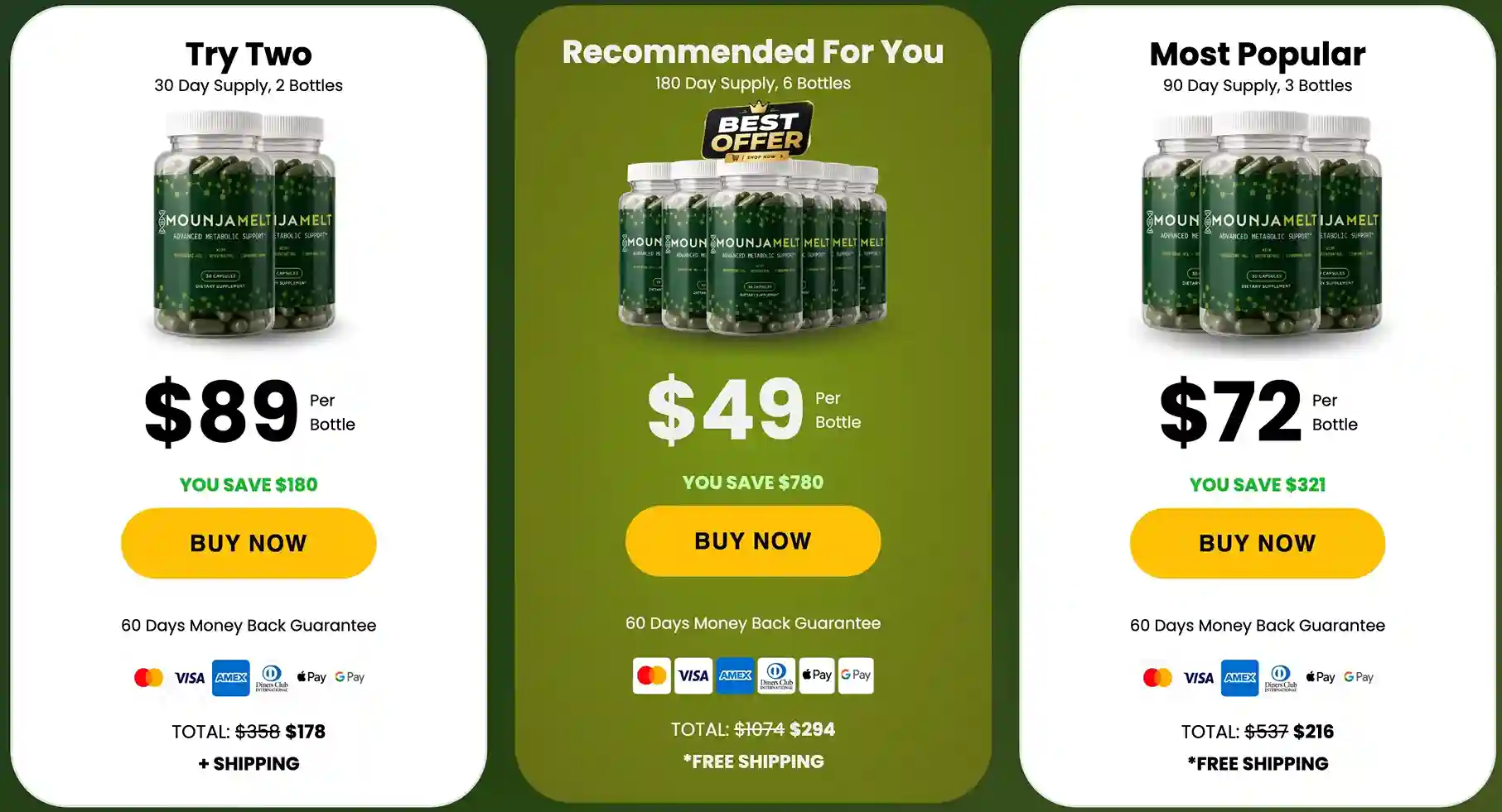 MounjaMelt Pricing — 2, 3 and 6 Bottle Packages USA